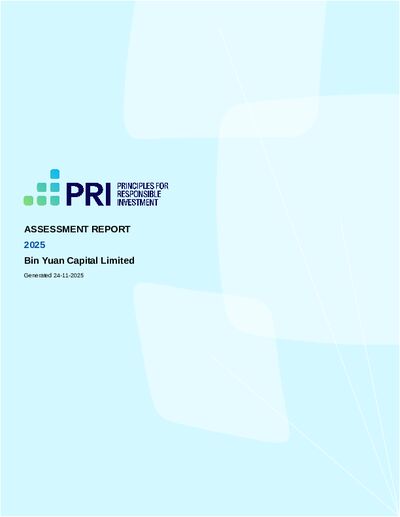 2025 UN PRI Assessment Report for Bin Yuan