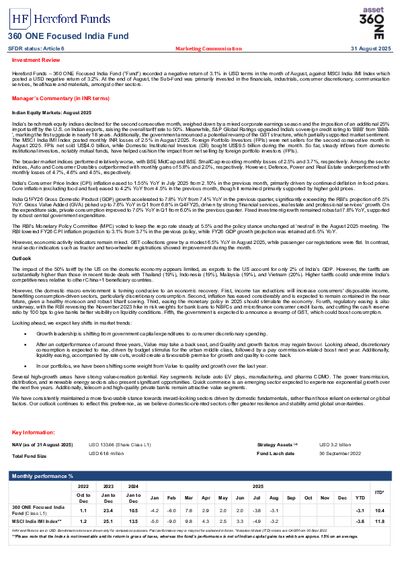 360 ONE AM factsheet August 2025