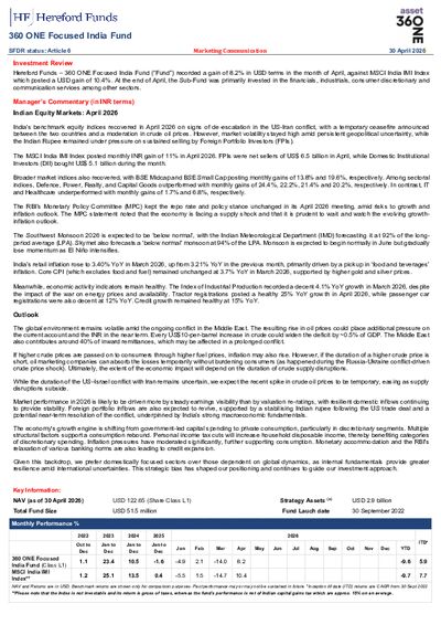 360 ONE factsheet April 2026