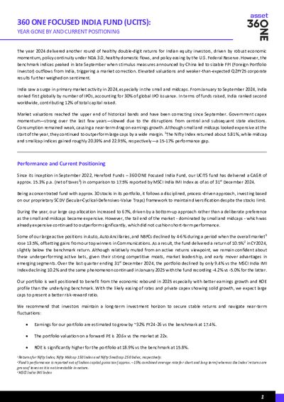 360 ONE Focused India Fund - Portfolio Strategy Note February 2025