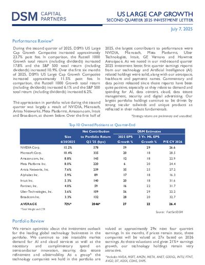 DSM Q2 2025 Investment Letter