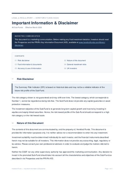 Factsheet Disclaimer