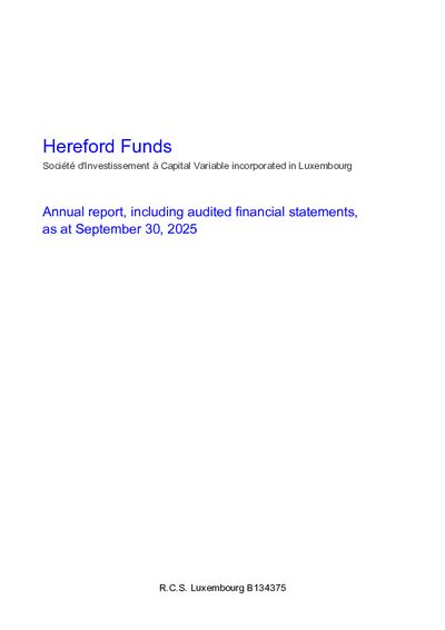 Hereford Funds Annual report 20250930