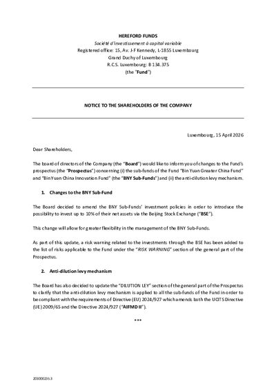 Notice to shareholders (update BSE - LMT) - 202603 -02