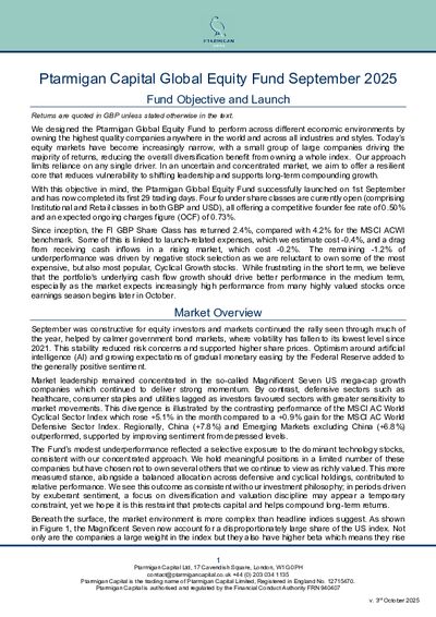 Ptarmigan Quarterly update September 2025
