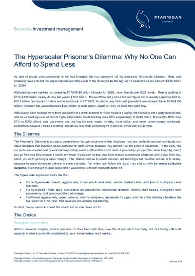 The Hyperscaler Prisoner’s Dilemma: Why No One Can Afford to Spend Less