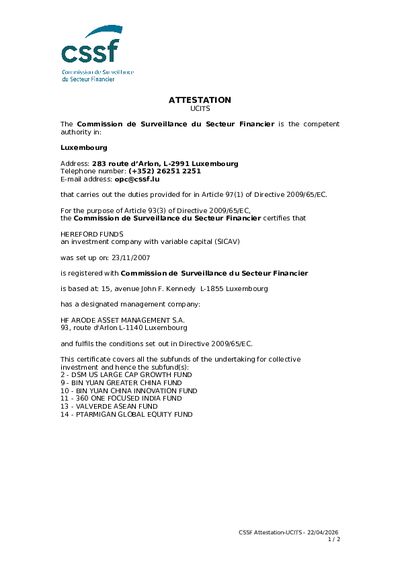 UCITS attestation (EN) 20260422